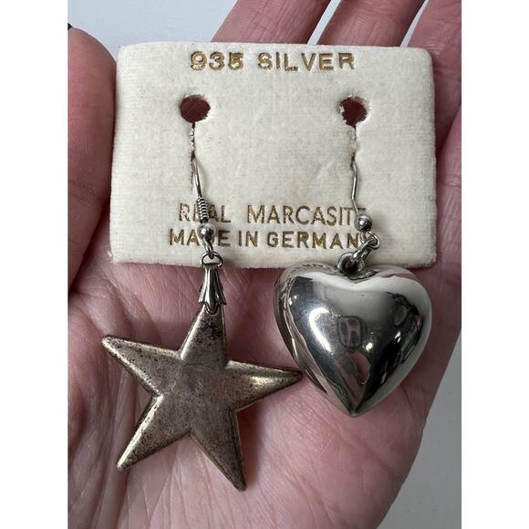 935 Sterling Silver Marcasite Made In Germany Earrings Set Of 2 - Picture 2 of 8